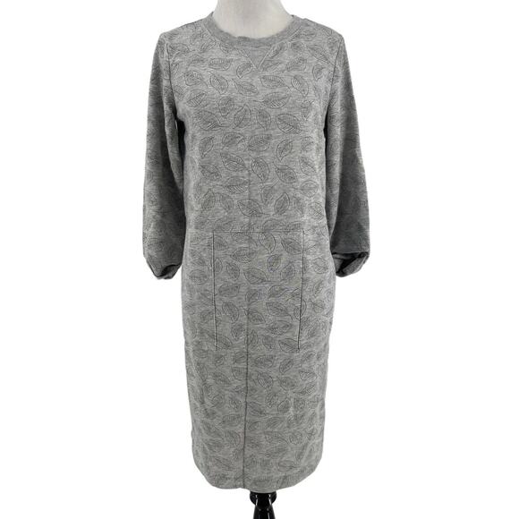 Boden Dresses & Skirts - Boden Women's Gray Hannah Glitter Leaf Print Sweatshirt Dress Size 6